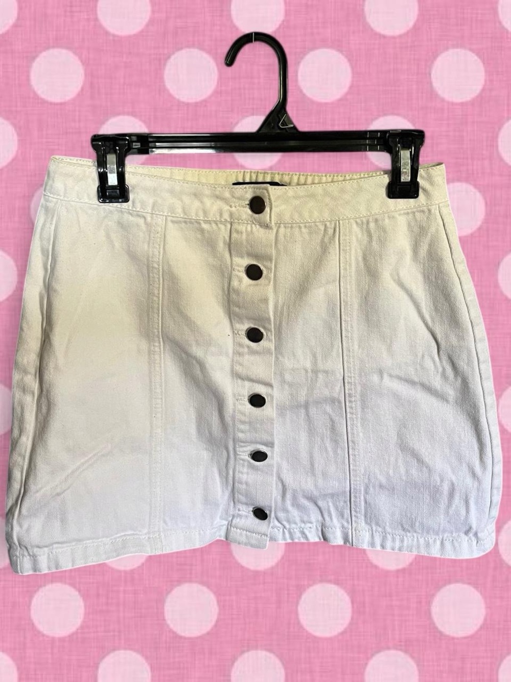 White Button-Front Mini Skirt
